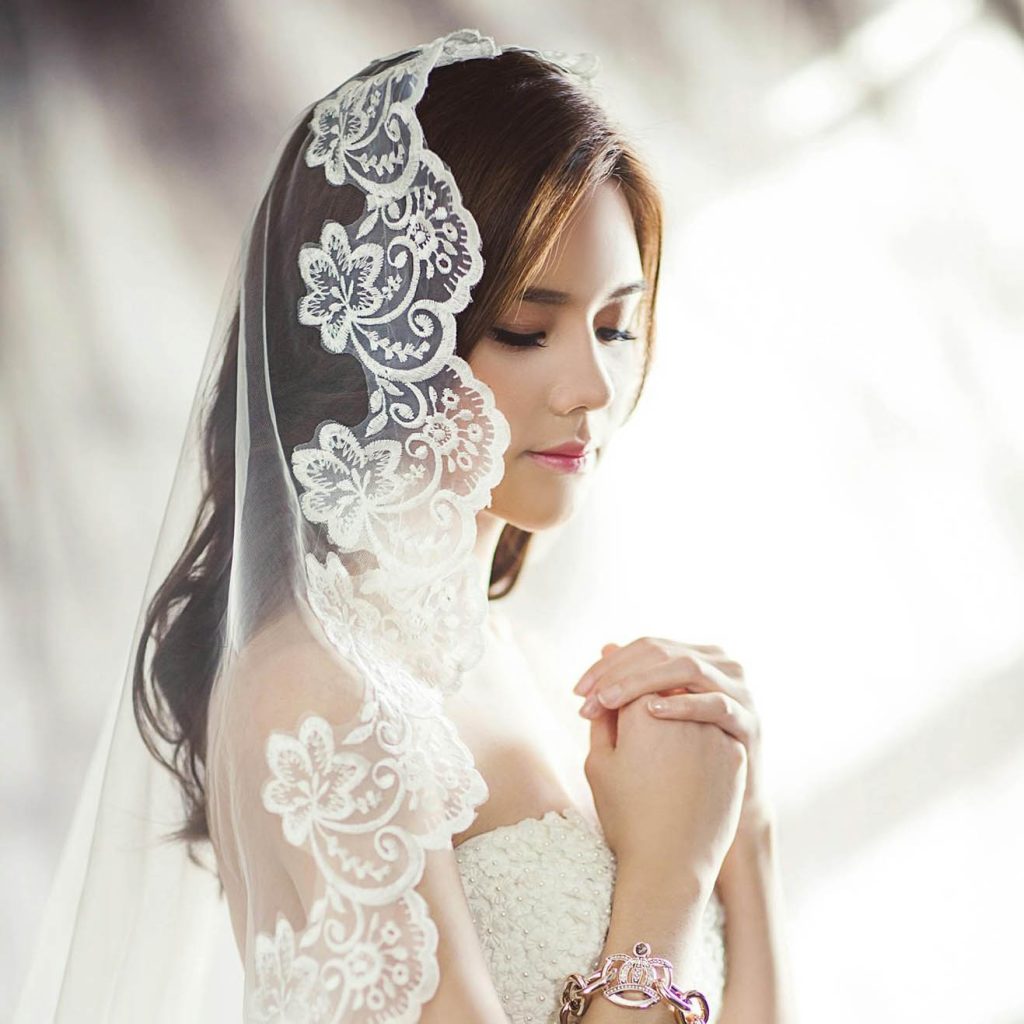 Calm bride during her wedding