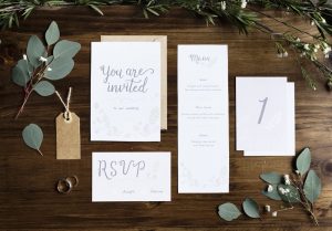 Wedding cards examples suitable for foil stamped invitation folios and boxes