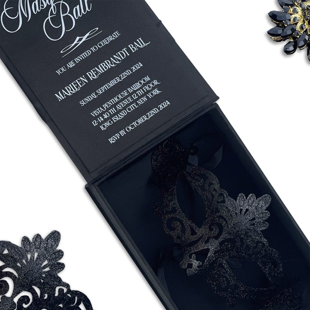 Masquerade invitation boxes