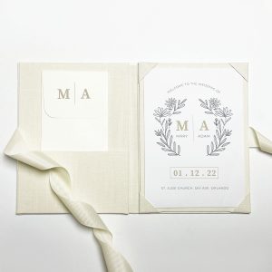 Cream linen invitation folio from DennisWisser.com