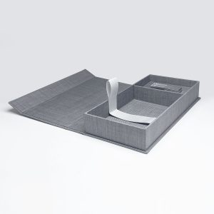 Grey linen photo & USB storage box