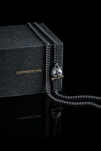 Luxury black jewelry box design with gold foil stamped logo for branding