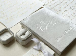 Luxury invitations with velvet and silk-screen print