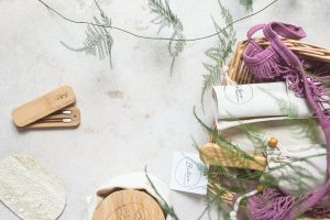 Personalized cotton bags used by a brand for their eco-friendly product packaging