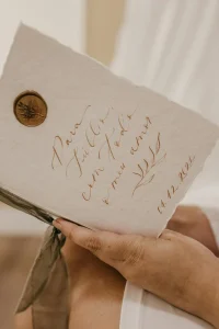 Handwritten mulberry paper Calligraphy wedding invitation card