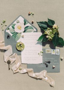 Custom wedding invitation suite with hand-written text