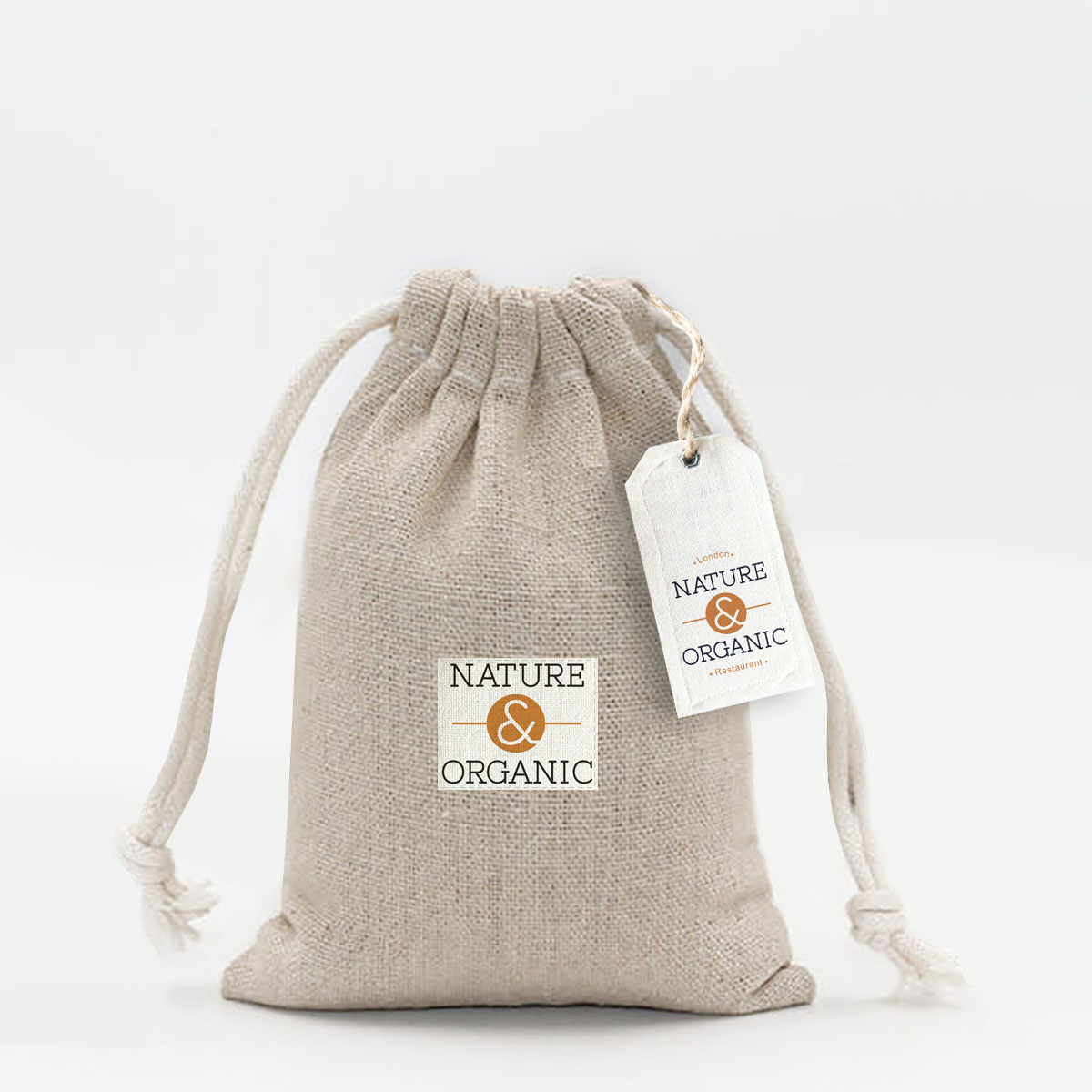 Hemp drawstring bag for gift packaging