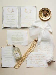 Luxury monogram wedding invitation suite