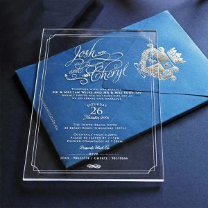Transparent custom printed acrylic wedding invitation card