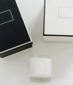 Luxury black & white rigid packaging box with printed framing