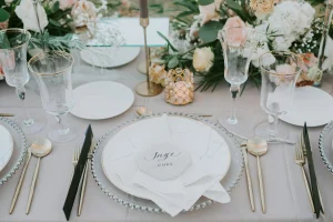 Wedding table decor with personalized napkin holder
