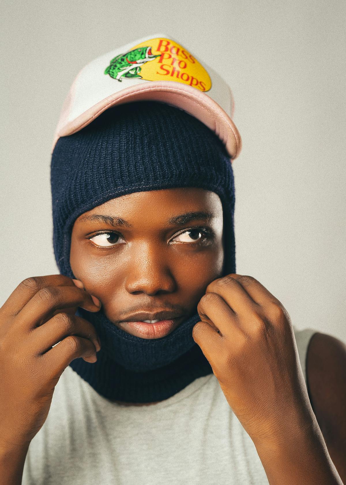 baseball hat from Thailand Rapper wearing custom designed baseball hat from Thailand