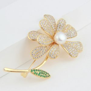 Luxury gold plated wedding brooch from Thailand