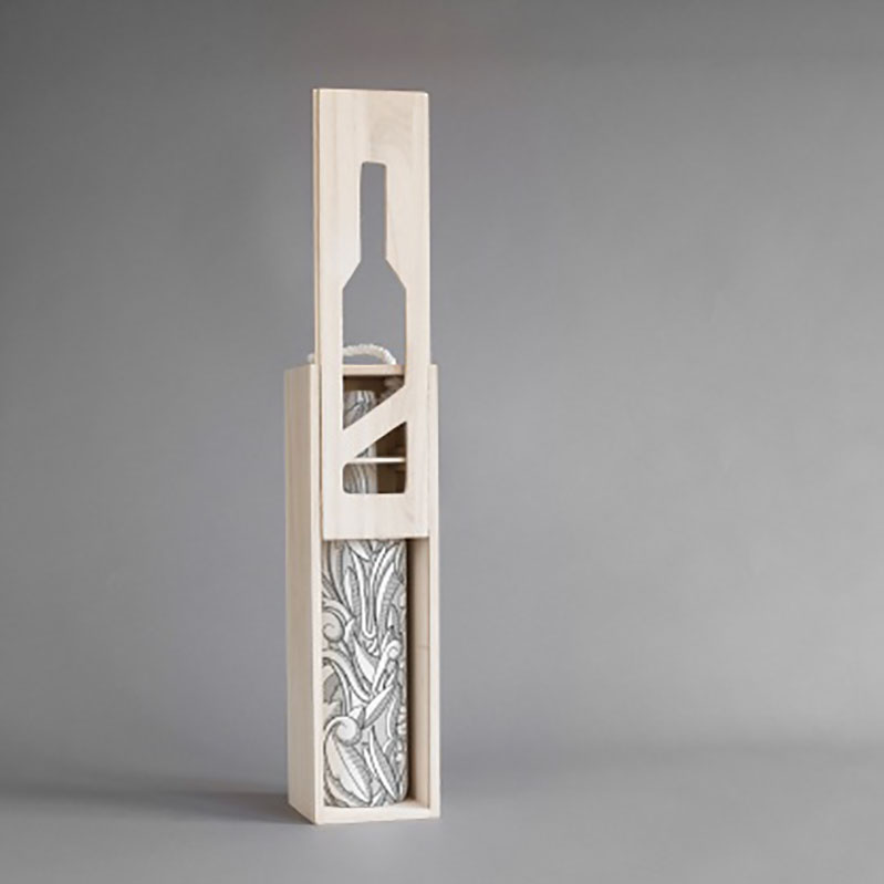 Pine wood wine bottle packaging box