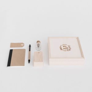 Custom laser engraved pine wood sliding box from Chiang Mai, Thailand