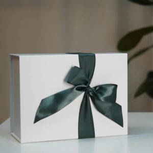 Luxury handmade off-white linen wedding box from Thailand