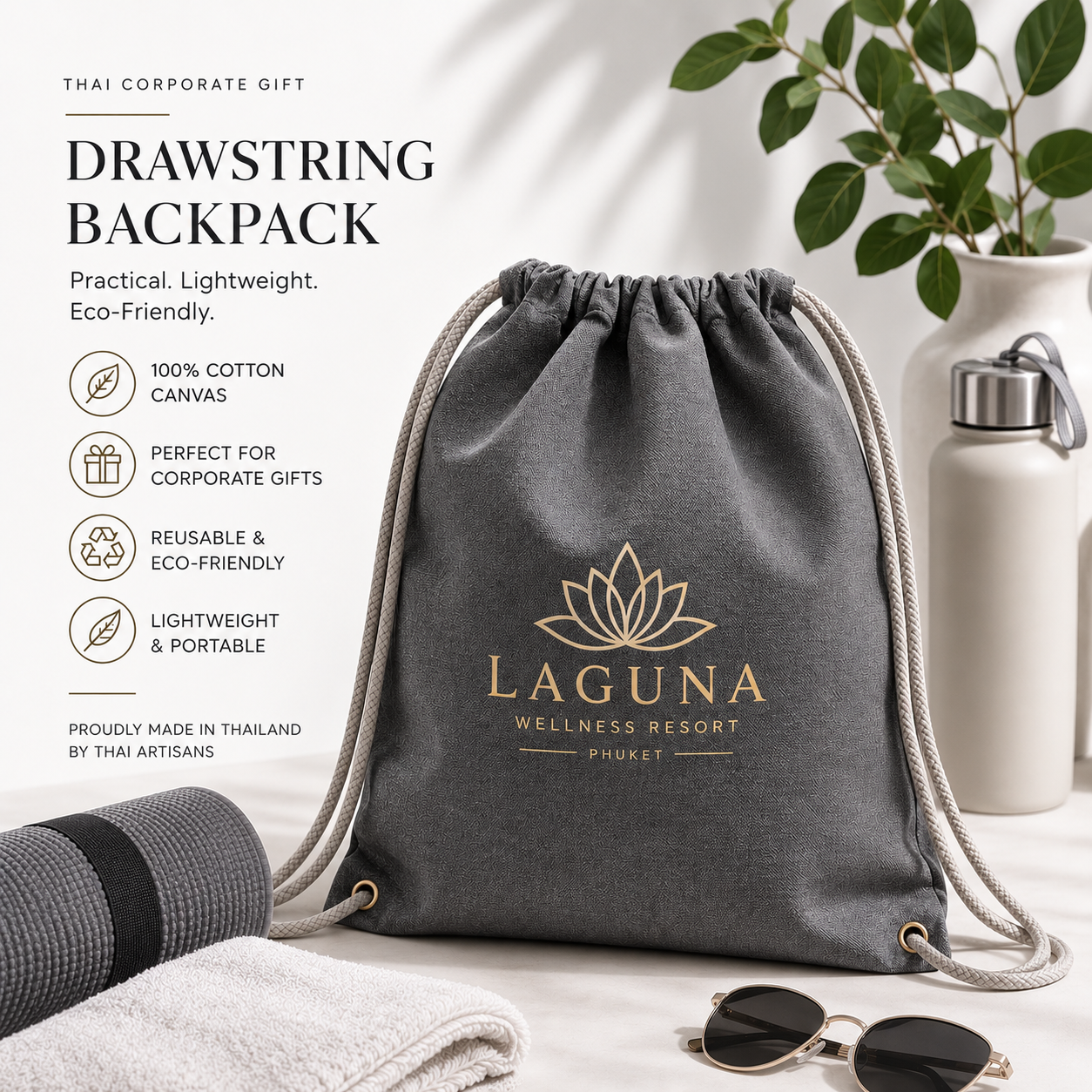 Custom printed logo drawstring backpacks